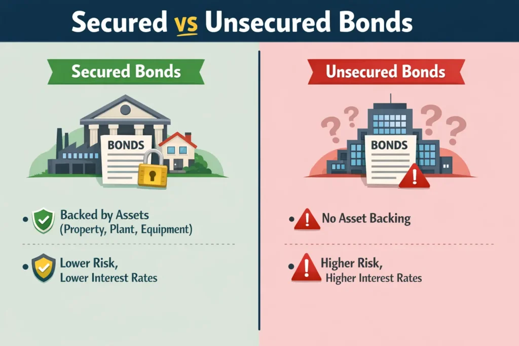 Image showing comparison between secured and unsecured bonds